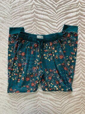 Mudd Juniors' Teal Floral Print Jogger Lounge Pants Size M